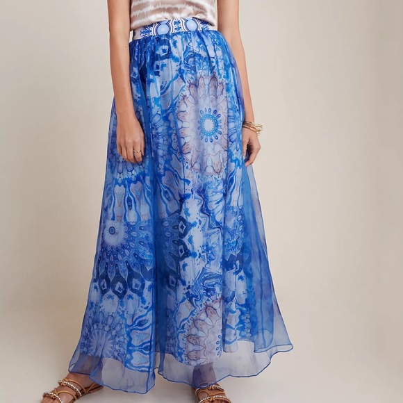 Anthropologie Swetha Silk Maxi Skirt